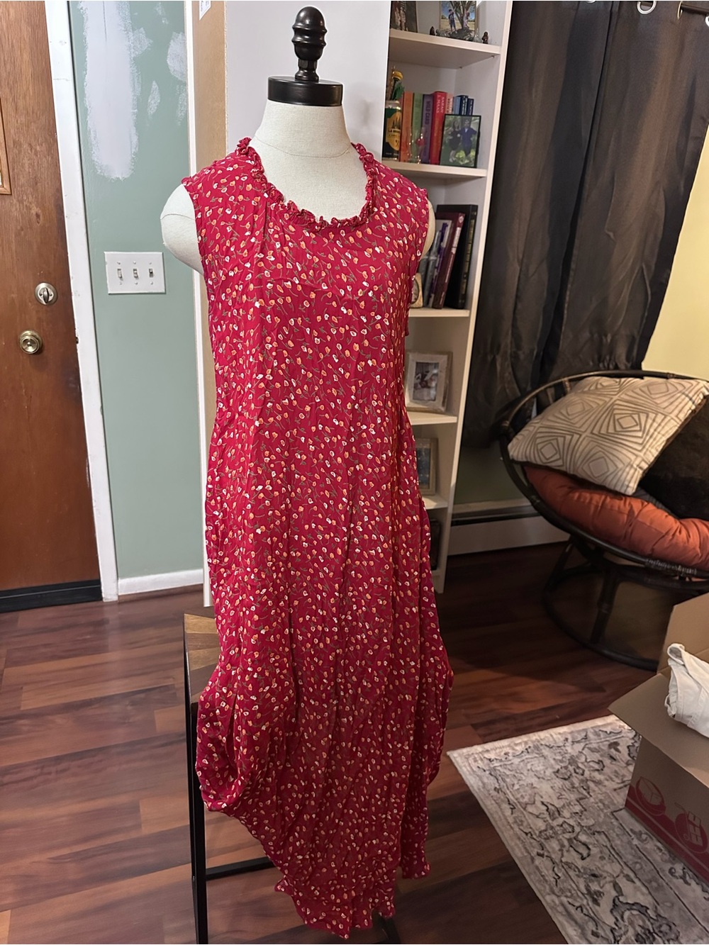 duo Maternity Sleeveless Red Floral Maxi Dress